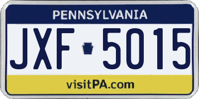 PA license plate JXF5015
