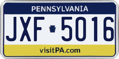 PA license plate JXF5016