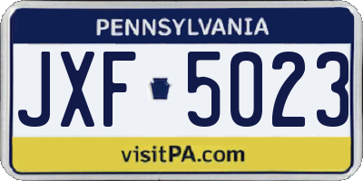 PA license plate JXF5023