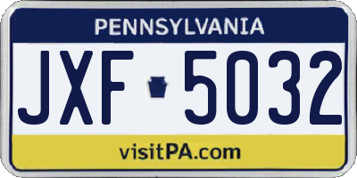PA license plate JXF5032