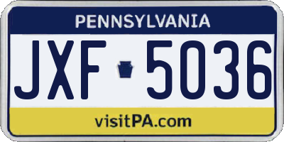 PA license plate JXF5036