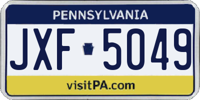 PA license plate JXF5049