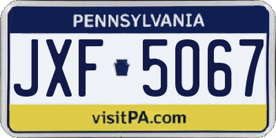 PA license plate JXF5067