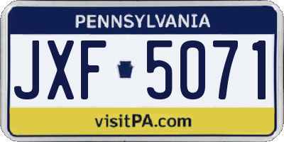 PA license plate JXF5071