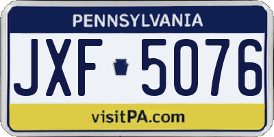PA license plate JXF5076