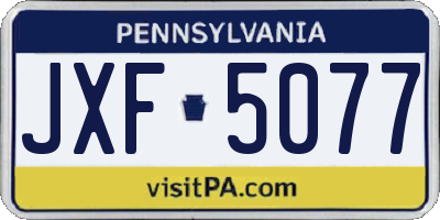 PA license plate JXF5077