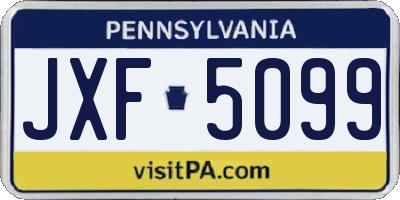 PA license plate JXF5099