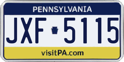 PA license plate JXF5115