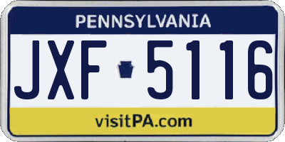 PA license plate JXF5116