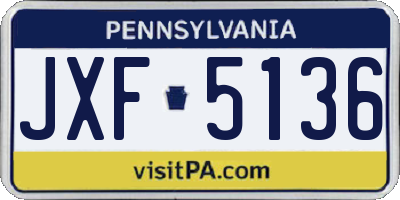 PA license plate JXF5136
