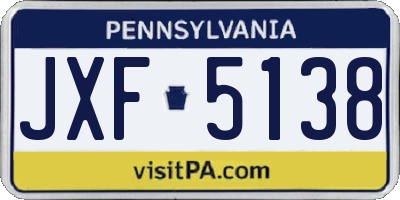 PA license plate JXF5138