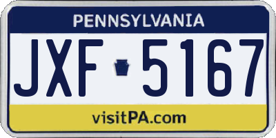 PA license plate JXF5167