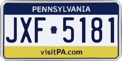 PA license plate JXF5181