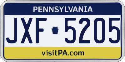PA license plate JXF5205