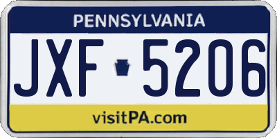 PA license plate JXF5206