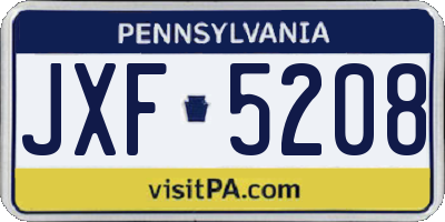 PA license plate JXF5208