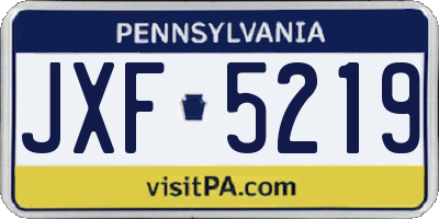 PA license plate JXF5219