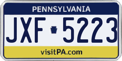 PA license plate JXF5223