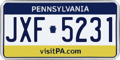 PA license plate JXF5231