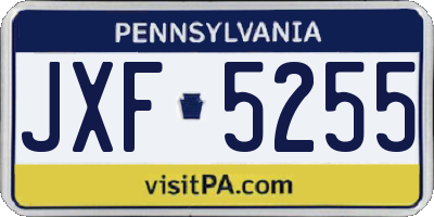 PA license plate JXF5255