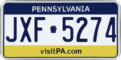 PA license plate JXF5274