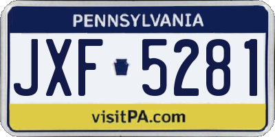 PA license plate JXF5281