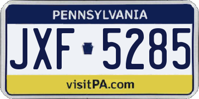 PA license plate JXF5285
