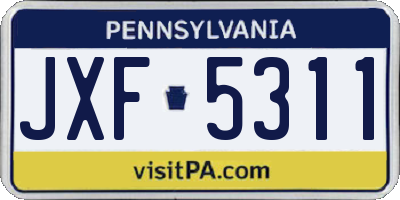 PA license plate JXF5311