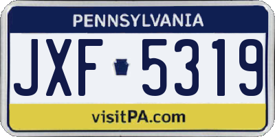 PA license plate JXF5319