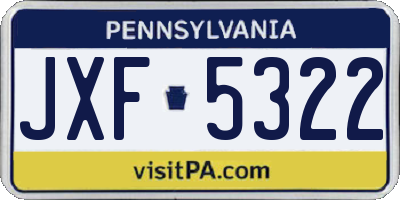 PA license plate JXF5322