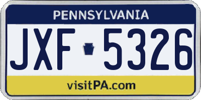 PA license plate JXF5326