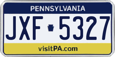PA license plate JXF5327