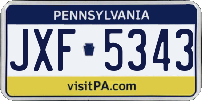PA license plate JXF5343