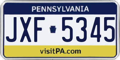 PA license plate JXF5345