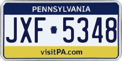PA license plate JXF5348