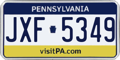 PA license plate JXF5349