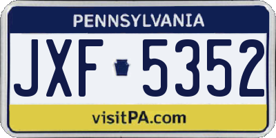 PA license plate JXF5352