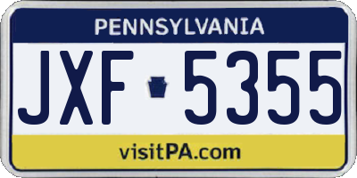 PA license plate JXF5355