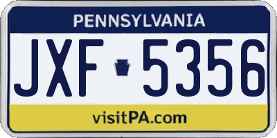 PA license plate JXF5356