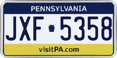 PA license plate JXF5358