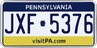 PA license plate JXF5376