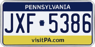 PA license plate JXF5386