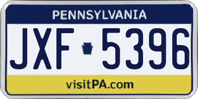 PA license plate JXF5396