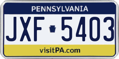 PA license plate JXF5403