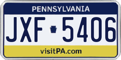 PA license plate JXF5406