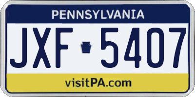 PA license plate JXF5407