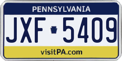 PA license plate JXF5409