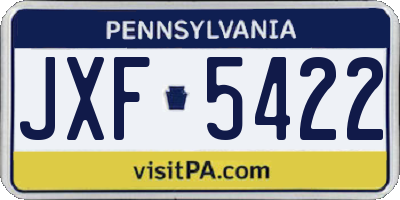 PA license plate JXF5422