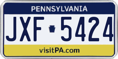 PA license plate JXF5424