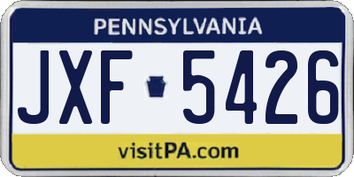 PA license plate JXF5426